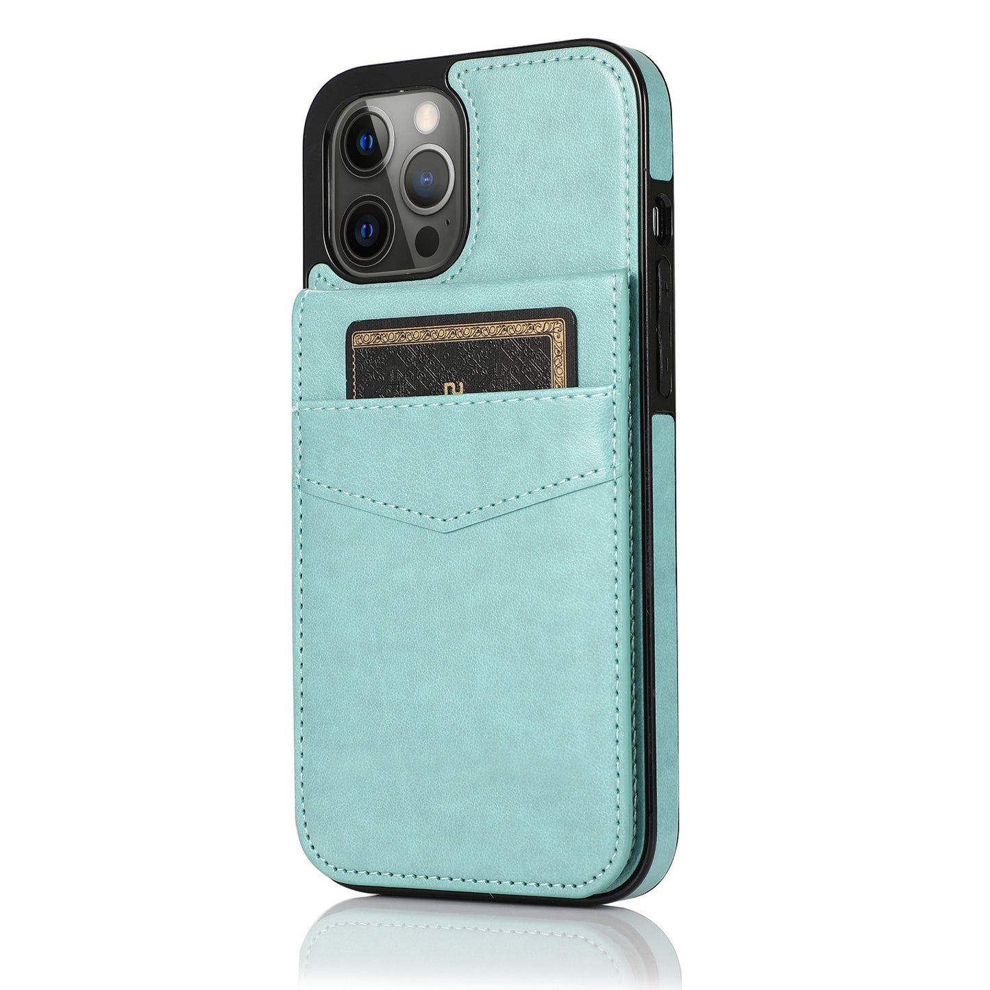 Fashion Solid Color Leather Bracket Phone Case