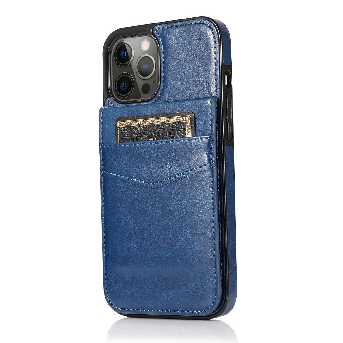 Fashion Solid Color Leather Bracket Phone Case