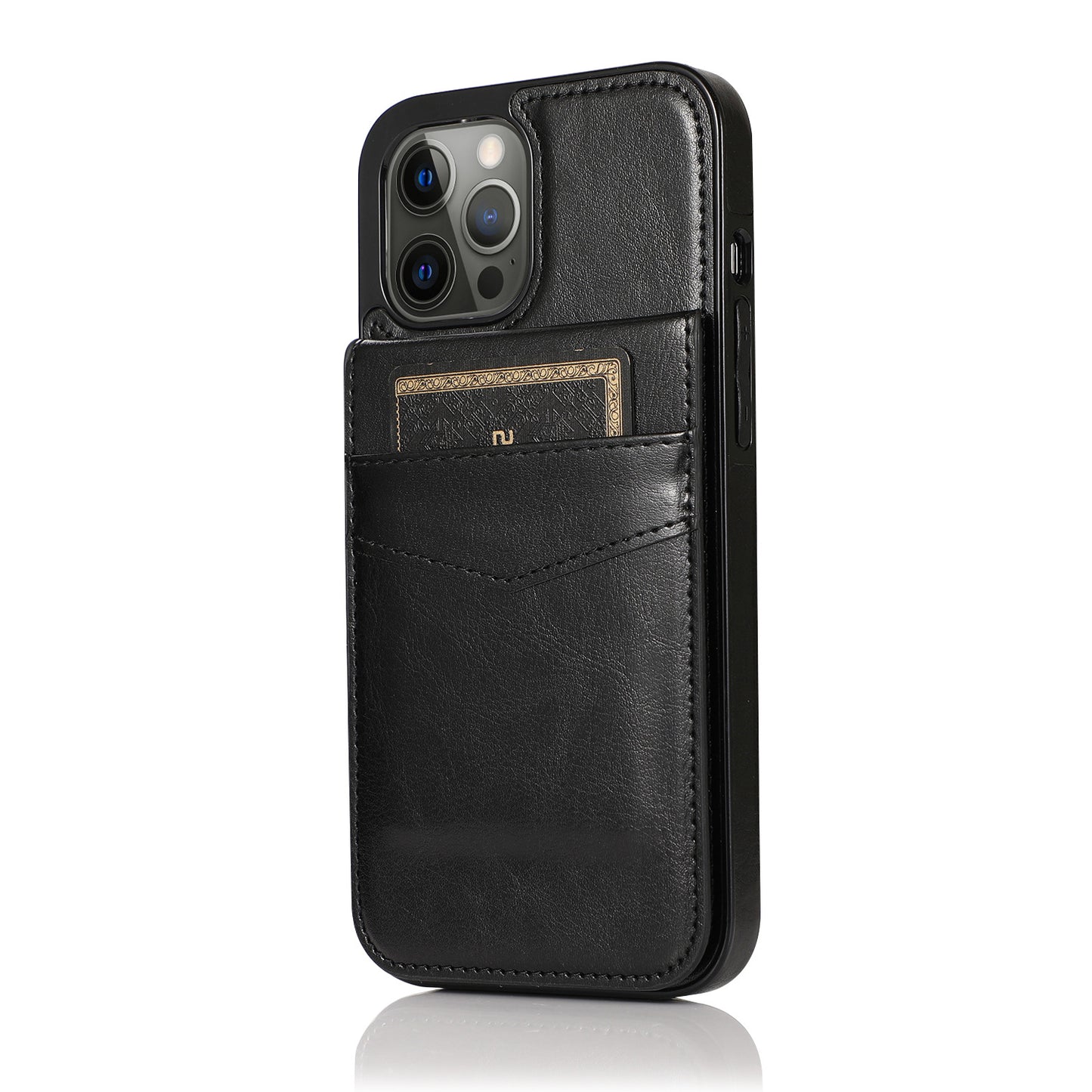 Fashion Solid Color Leather Bracket Phone Case