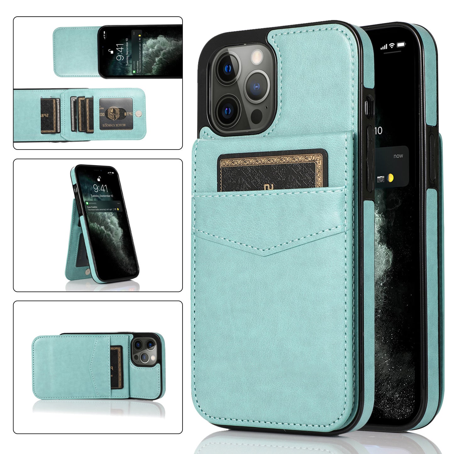 Fashion Solid Color Leather Bracket Phone Case