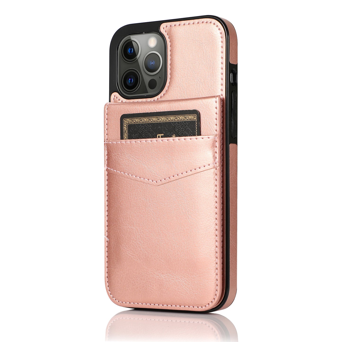 Fashion Solid Color Leather Bracket Phone Case