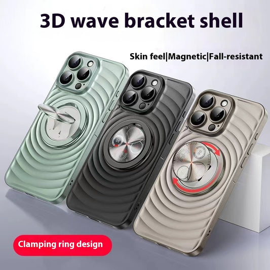 Magnetic Bracket Phone Case IPhone15 Wave Ripple Pattern