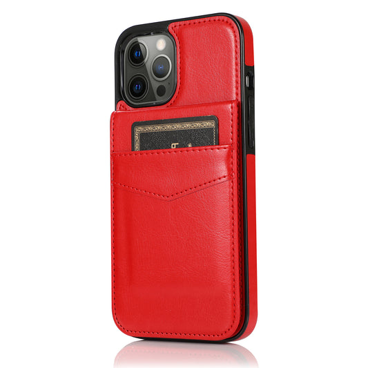 Fashion Solid Color Leather Bracket Phone Case